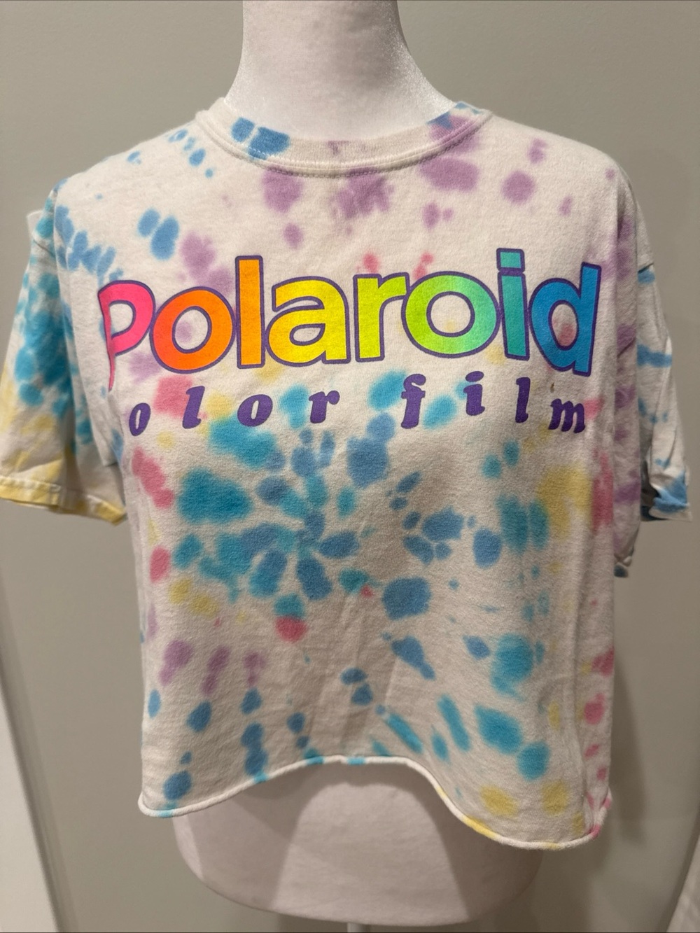 Polaroid Rainbow Logo Tie-Dye Crop Tee - size 13/14 or women’s small